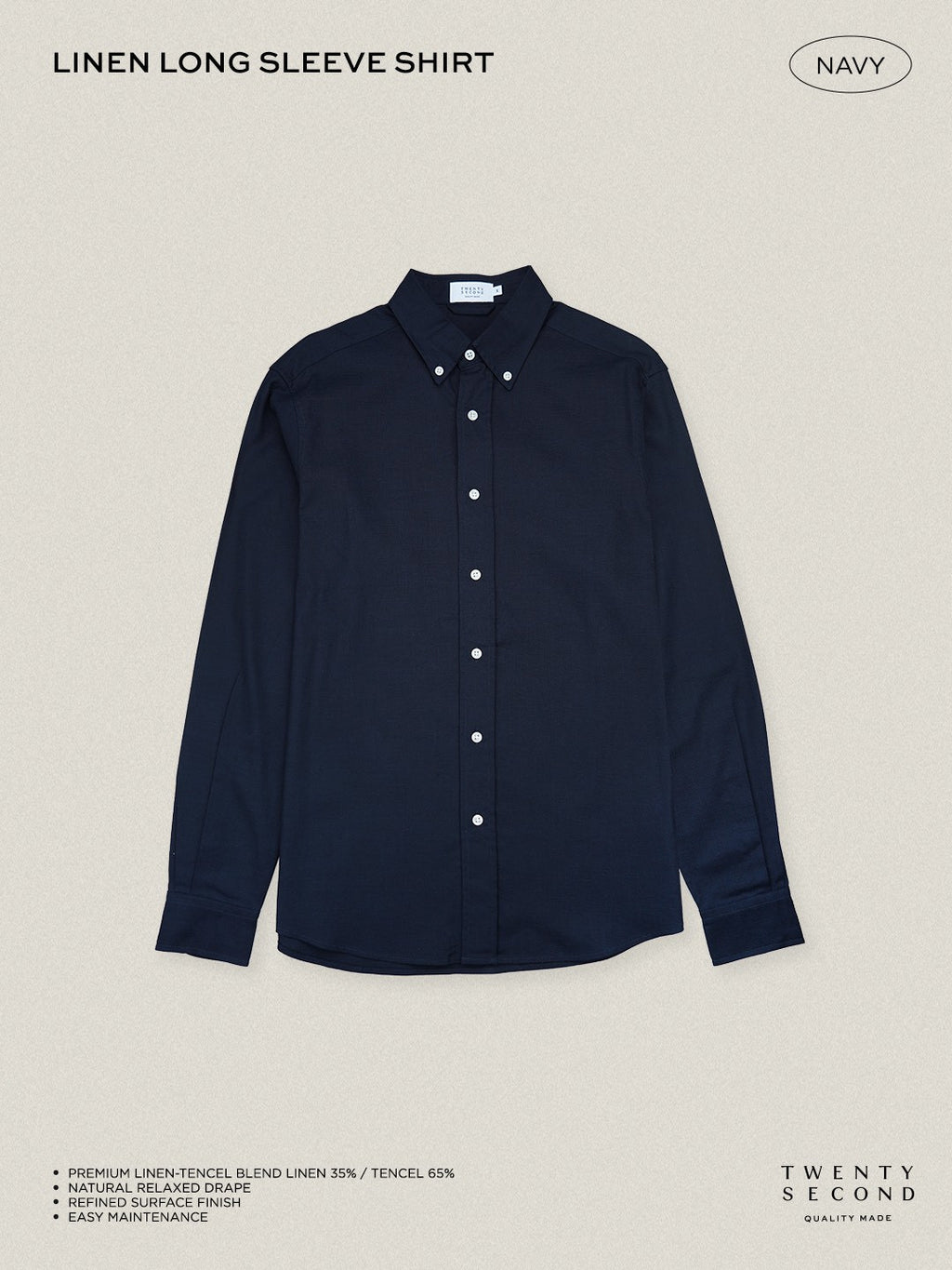 LINEN LONG SLEEVES SHIRTS - NAVY