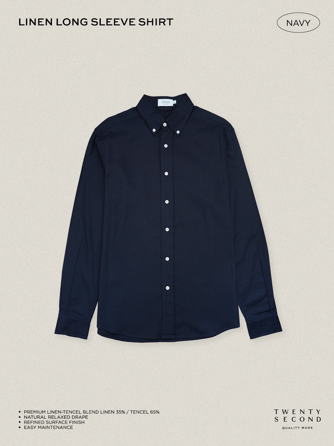 LINEN LONG SLEEVES SHIRTS - NAVY