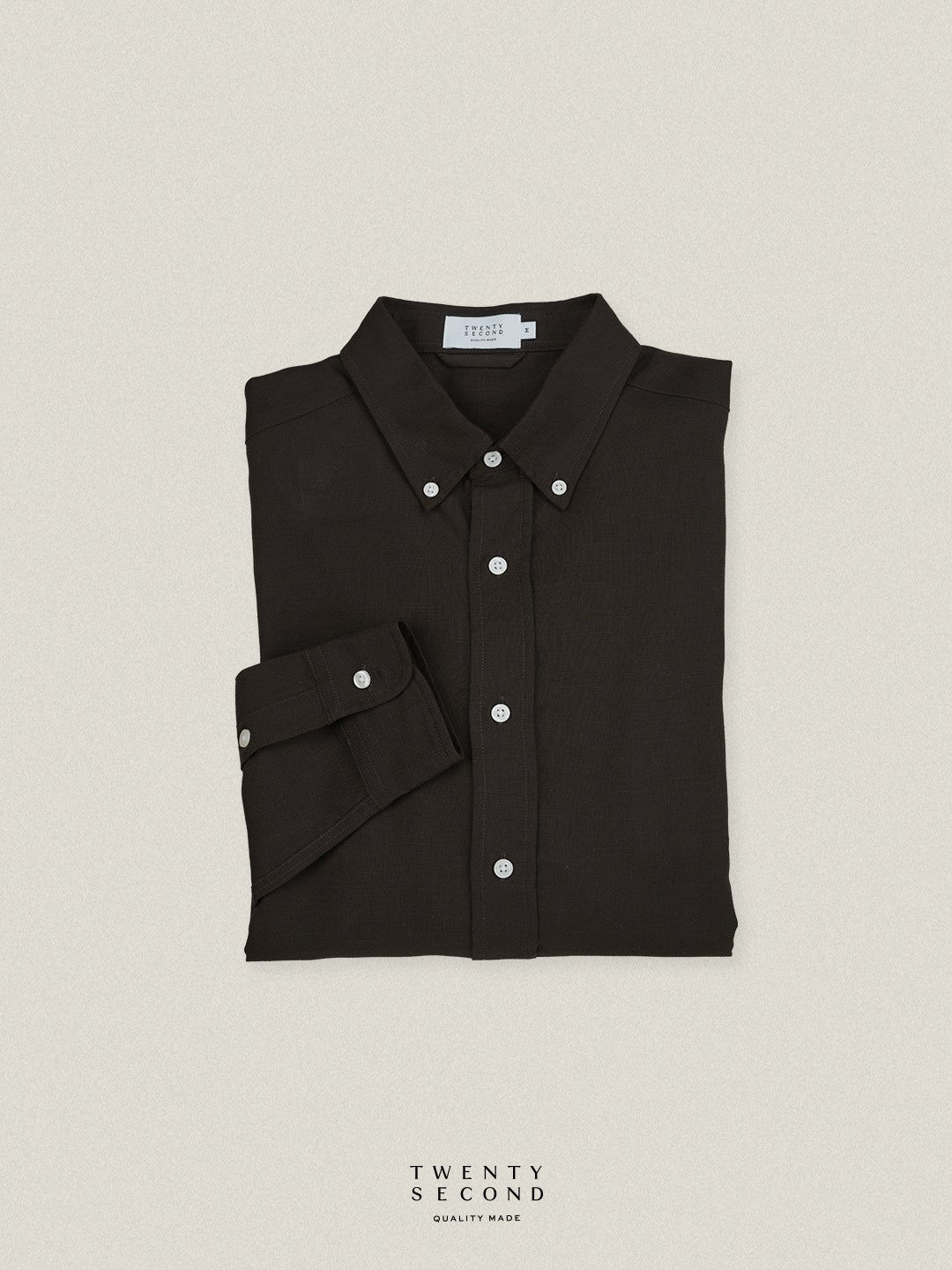 LINEN LONG SLEEVES SHIRTS - BROWN