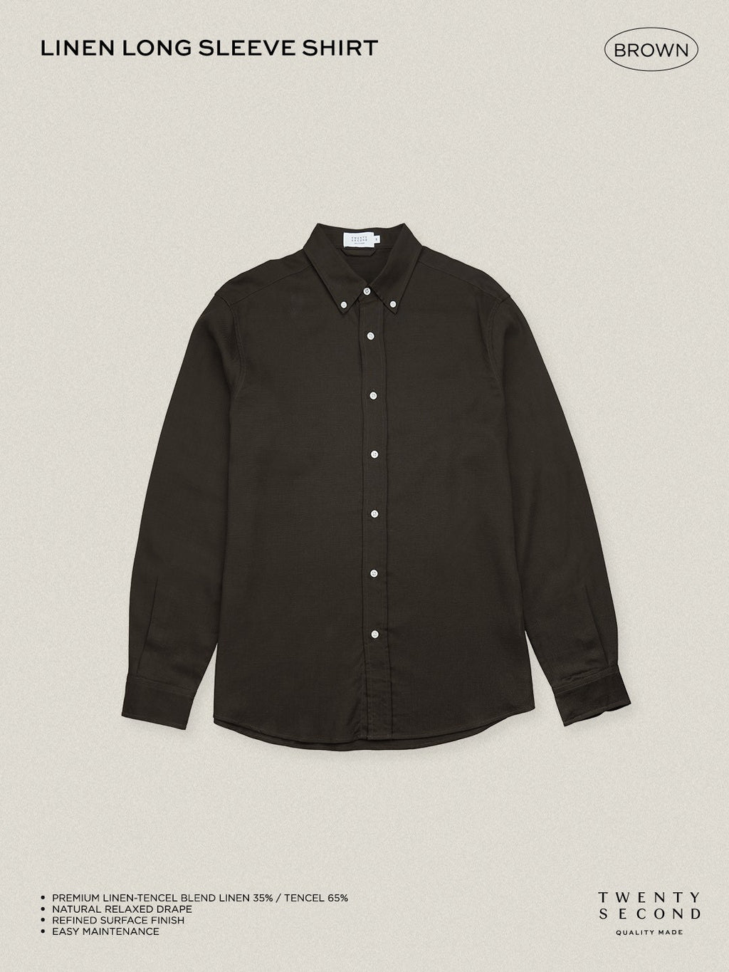 LINEN LONG SLEEVES SHIRTS - BROWN