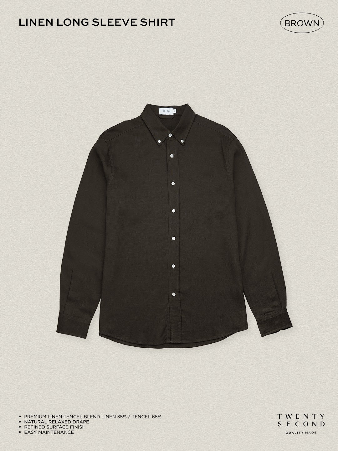 LINEN LONG SLEEVES SHIRTS - BROWN