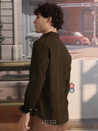 LINEN LONG SLEEVES SHIRTS - OLIVE