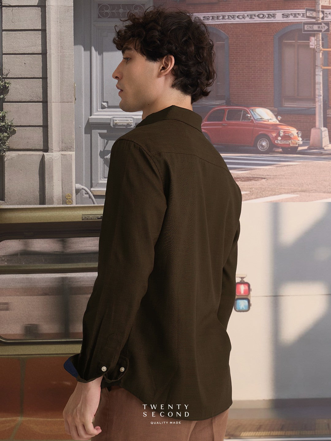 LINEN LONG SLEEVES SHIRTS - OLIVE