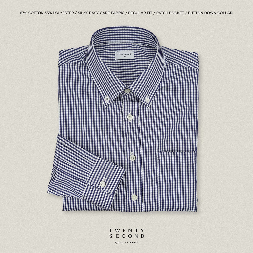 OLD TOWN GINGHAM SHIRTS - NAVY