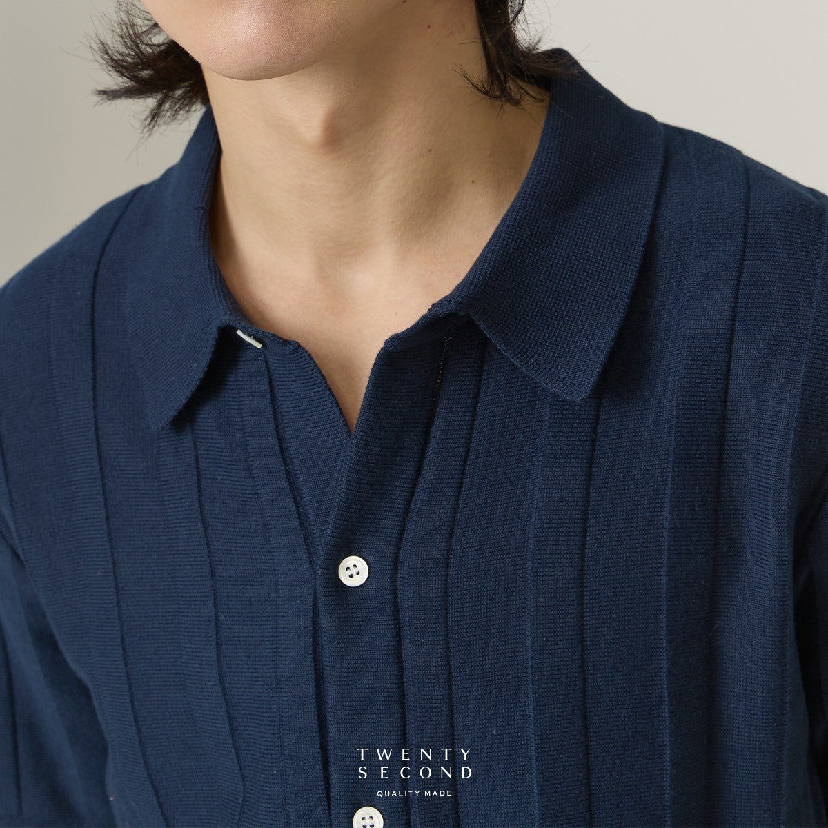 TATE SHORT SLEEVES KNIT SHIRT - NAVY