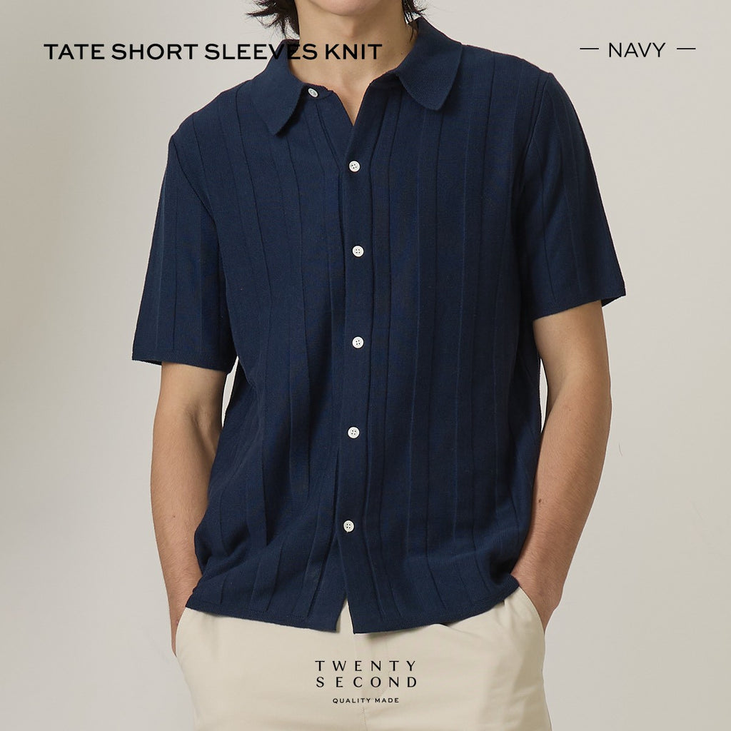TATE SHORT SLEEVES KNIT SHIRT - NAVY