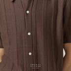 TATE SHORT SLEEVES KNIT SHIRT - BROWN