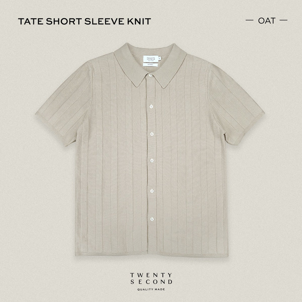 TATE SHORT SLEEVES KNIT SHIRT - OAT