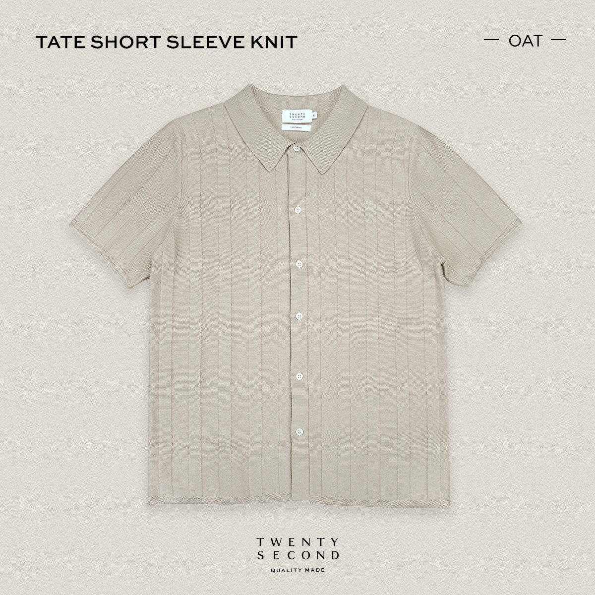 TATE SHORT SLEEVES KNIT SHIRT - OAT