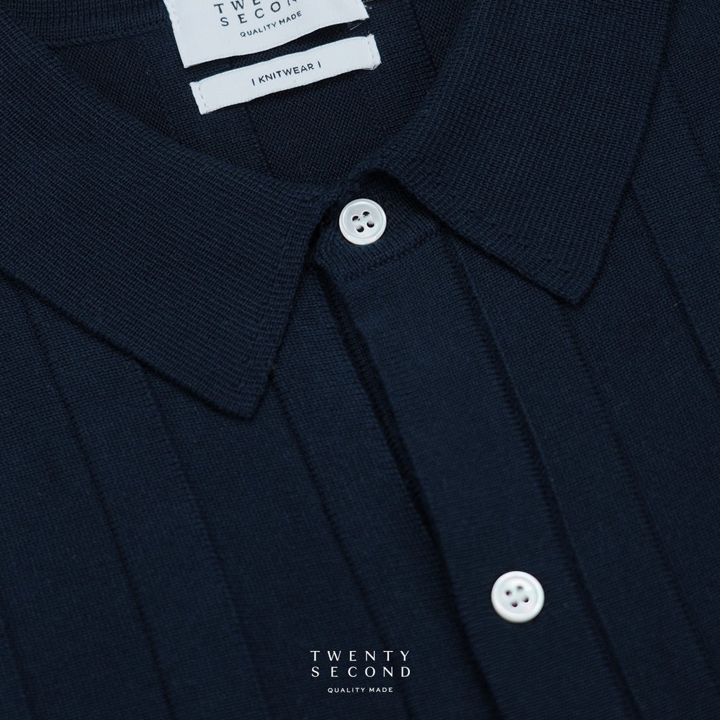 TATE SHORT SLEEVES KNIT SHIRT - NAVY