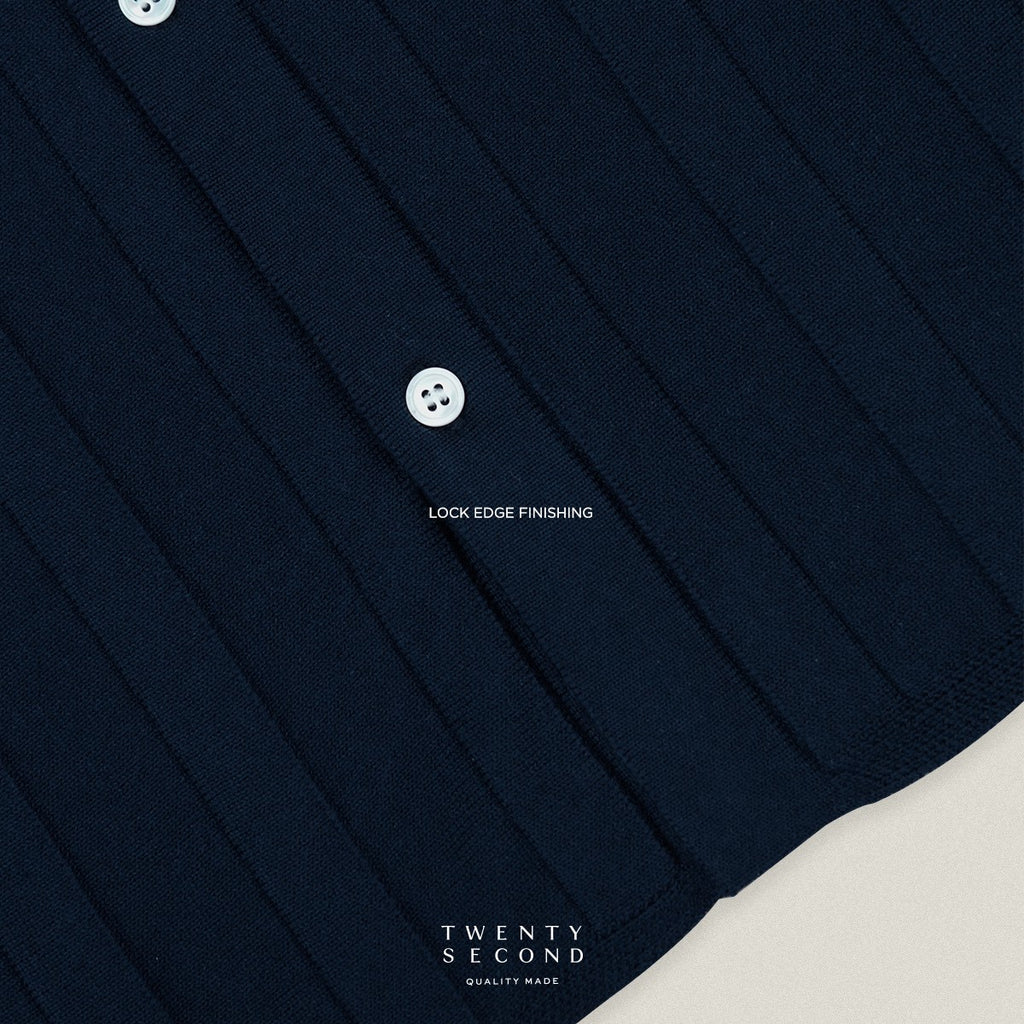 TATE SHORT SLEEVES KNIT SHIRT - NAVY