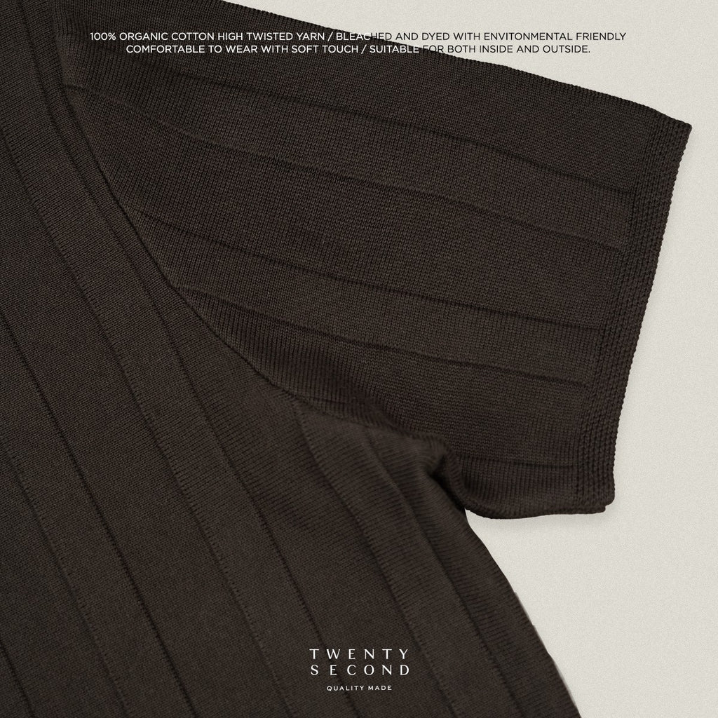 TATE SHORT SLEEVES KNIT SHIRT - BROWN