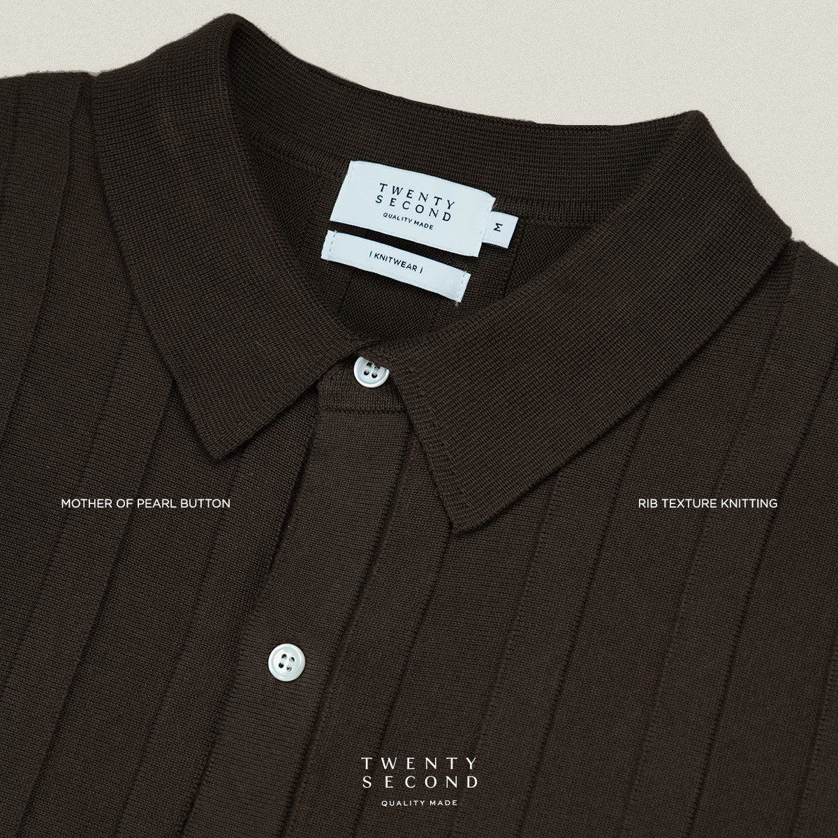 TATE SHORT SLEEVES KNIT SHIRT - BROWN