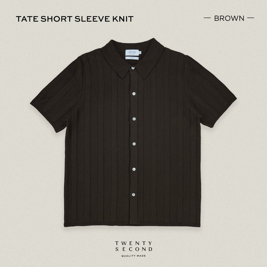 TATE SHORT SLEEVES KNIT SHIRT - BROWN