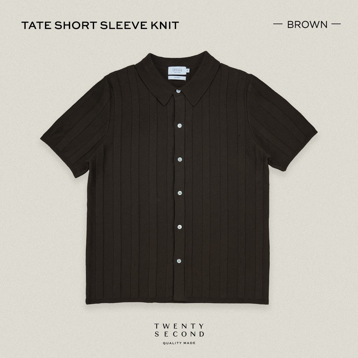 TATE SHORT SLEEVES KNIT SHIRT - BROWN