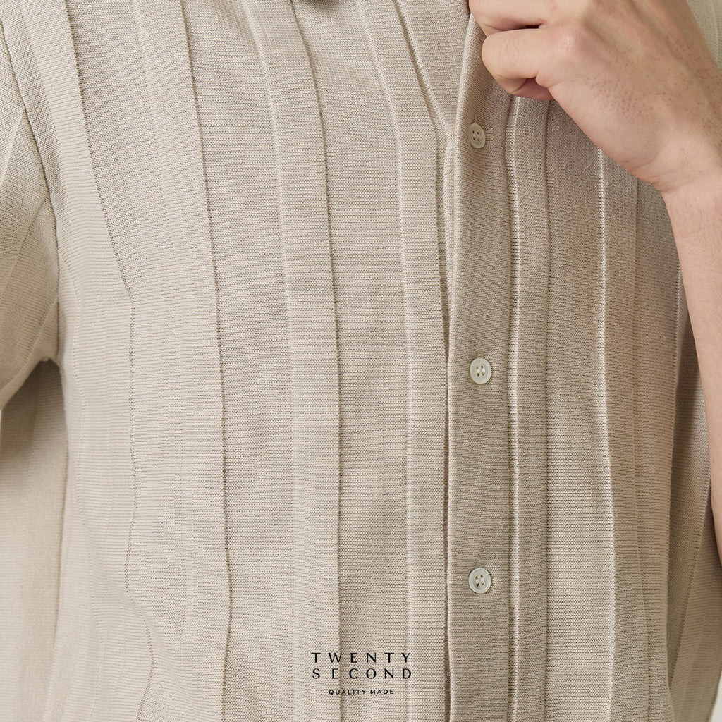 TATE SHORT SLEEVES KNIT SHIRT - OAT