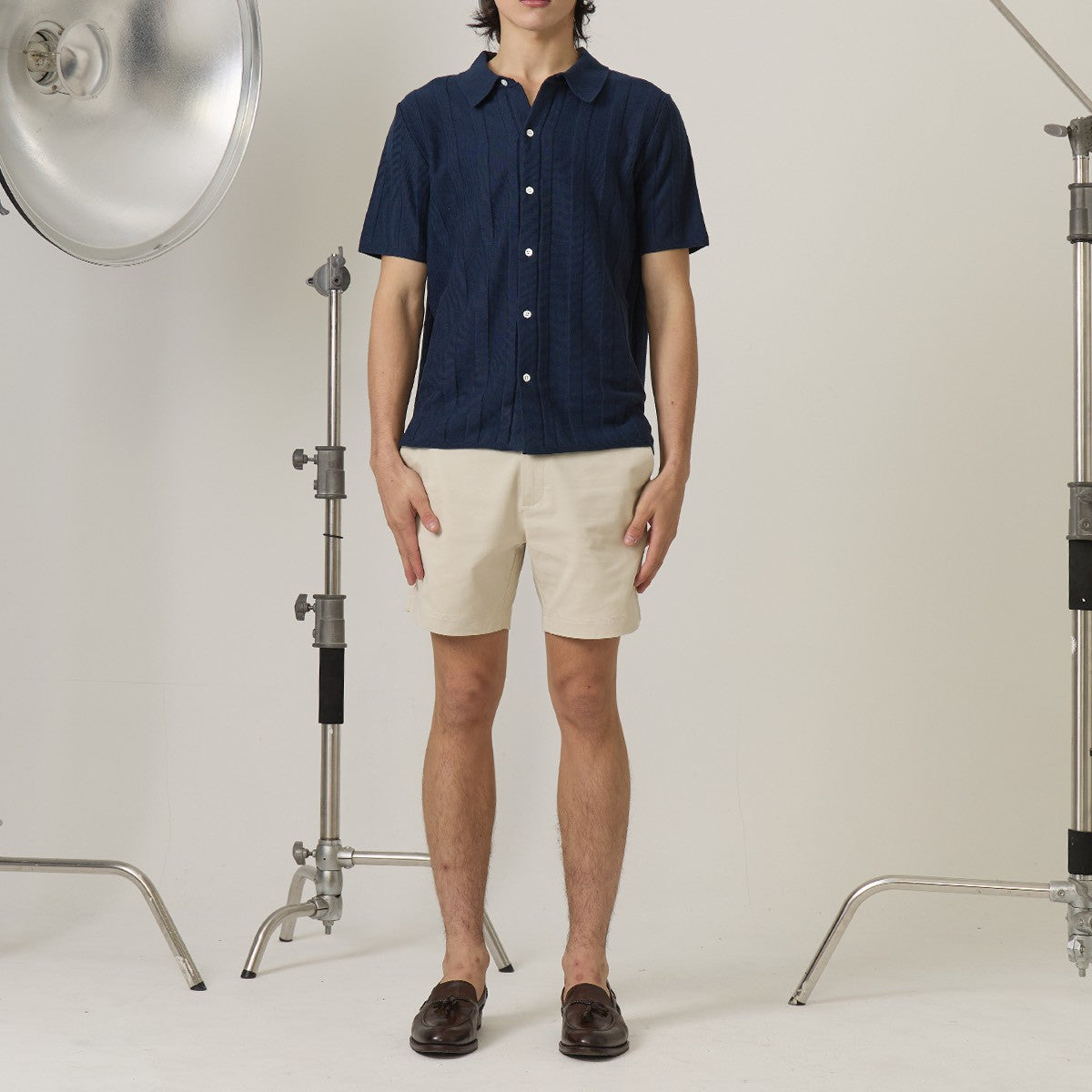 TATE SHORT SLEEVES KNIT SHIRT - NAVY
