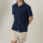 TATE SHORT SLEEVES KNIT SHIRT - NAVY