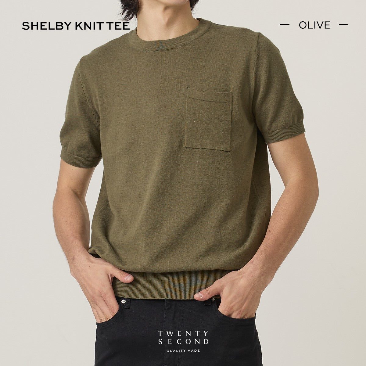 SHELBY KNIT TEE - OLIVE