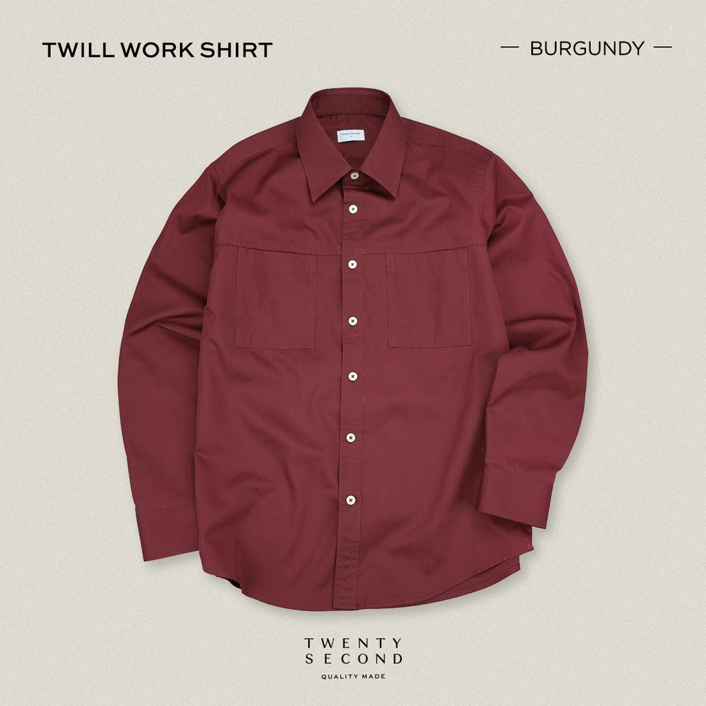 TWILL WORK SHIRTS - BURGUNDY
