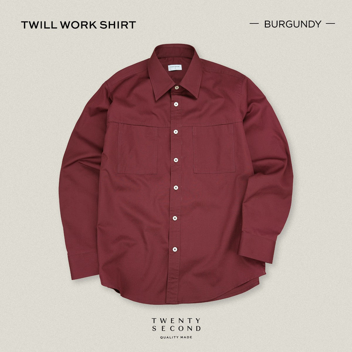 TWILL WORK SHIRTS - BURGUNDY