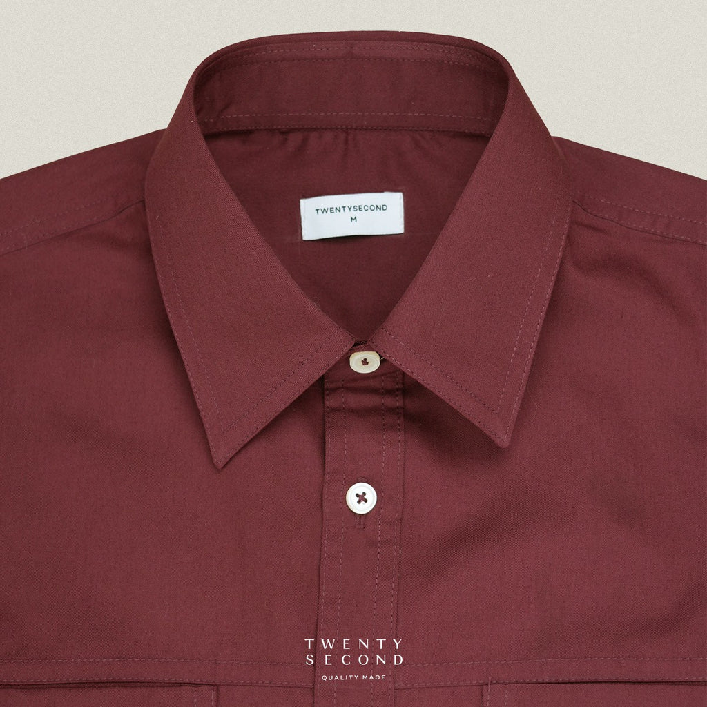 TWILL WORK SHIRTS - BURGUNDY