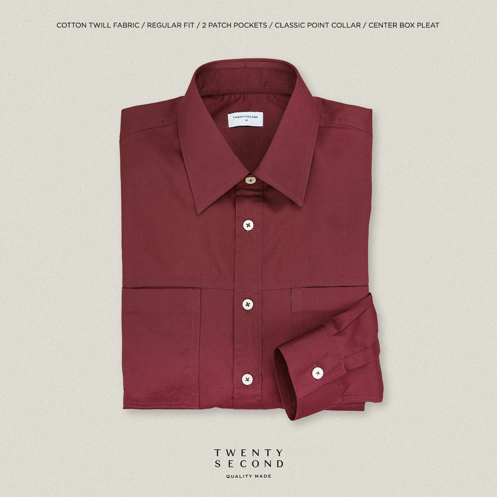 TWILL WORK SHIRTS - BURGUNDY