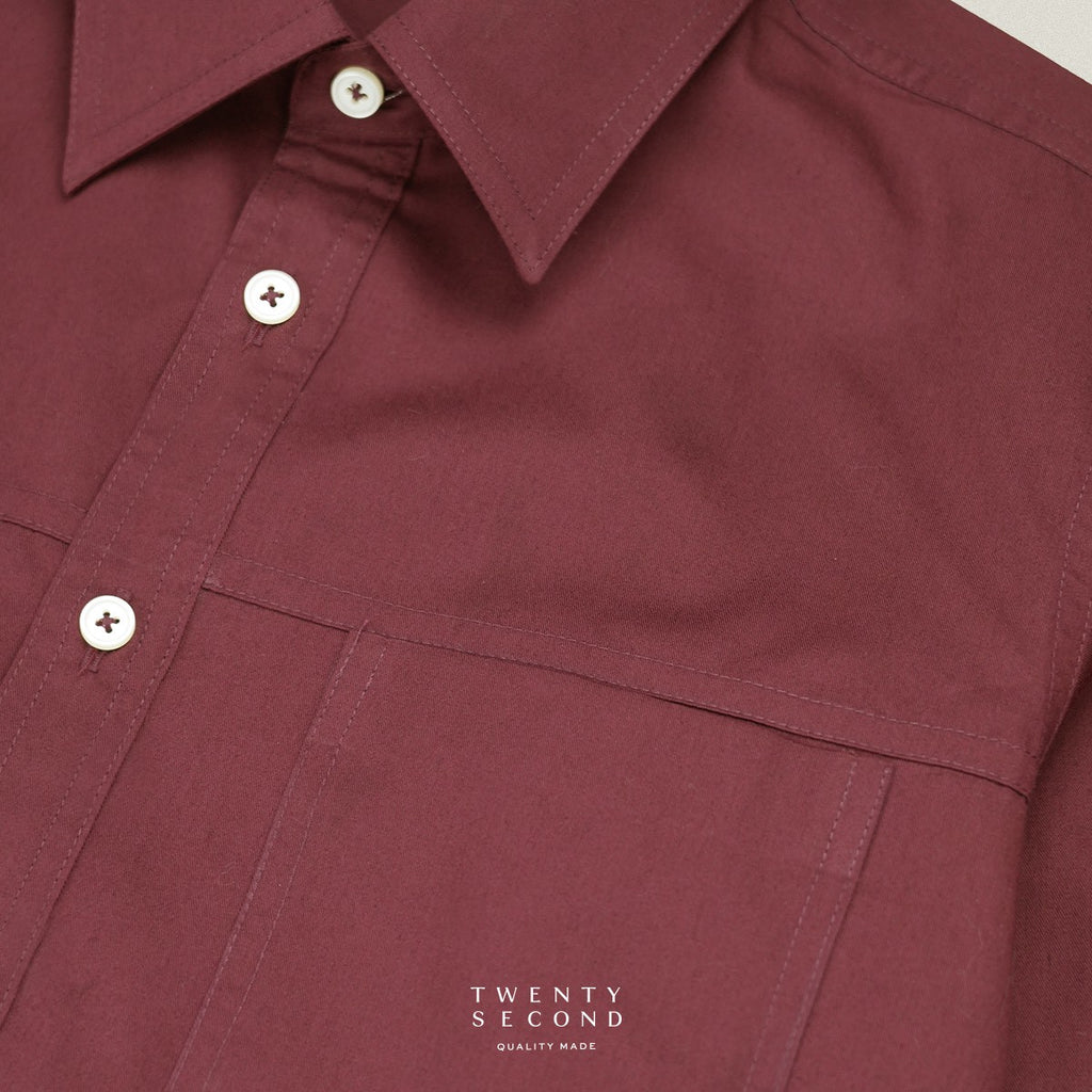 TWILL WORK SHIRTS - BURGUNDY
