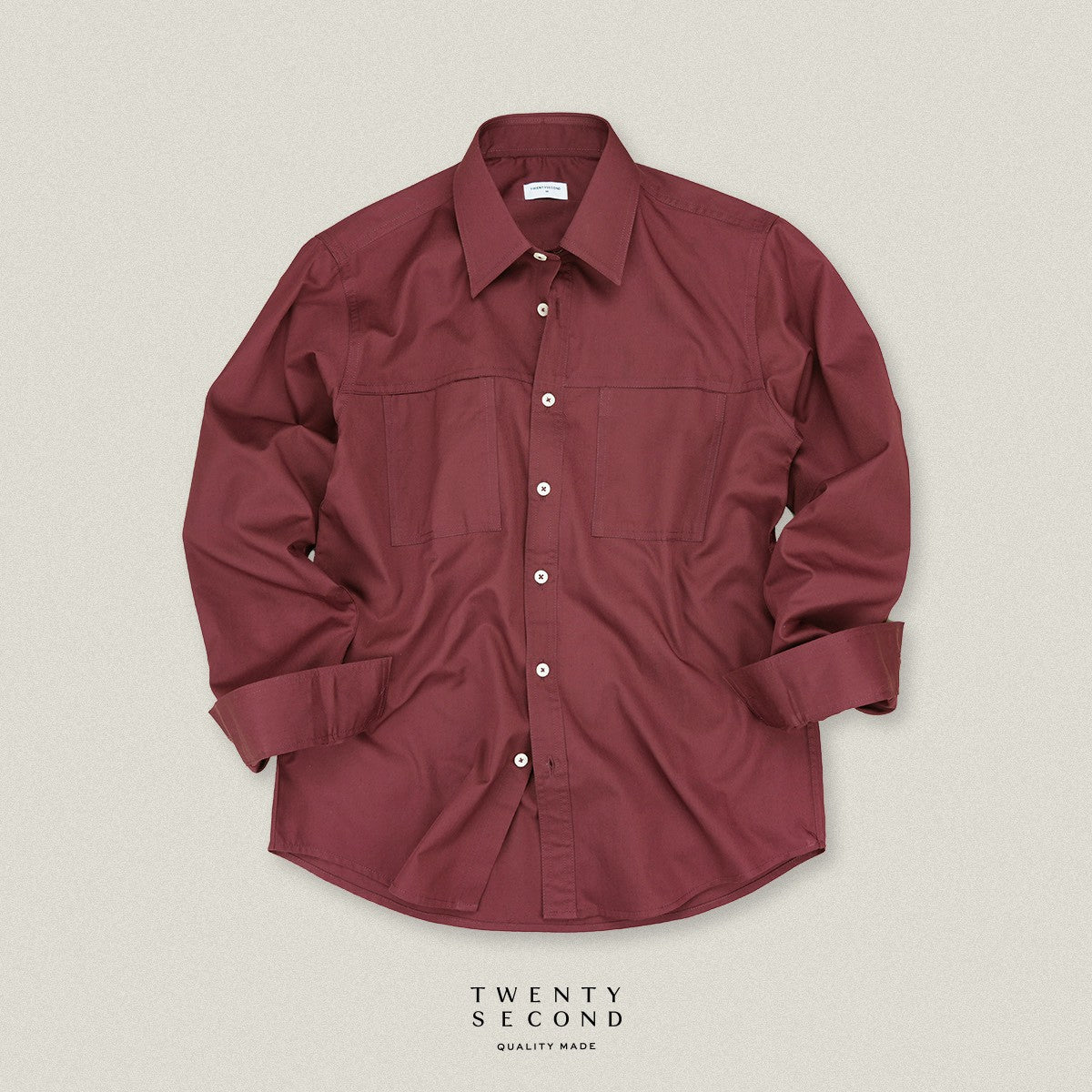 TWILL WORK SHIRTS - BURGUNDY
