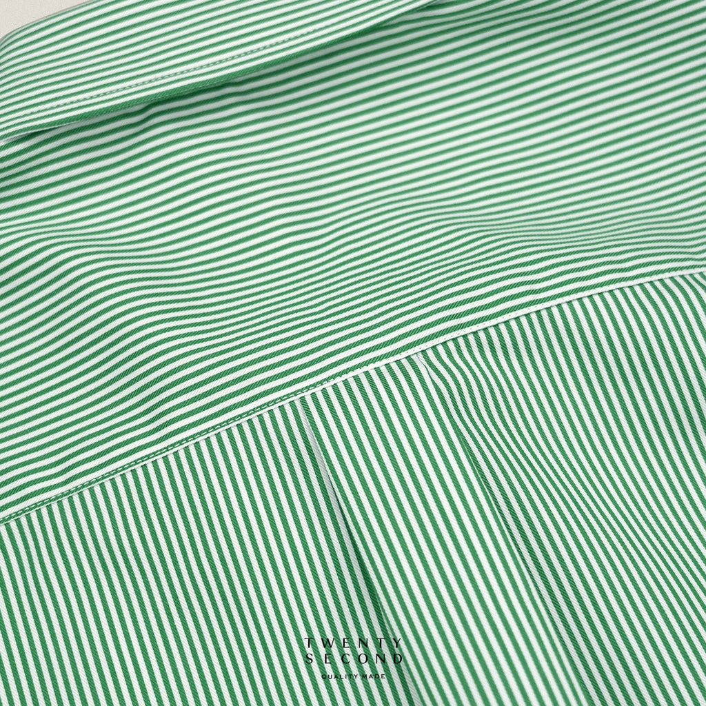 WRINKLE FREE “OFF DUTY” SHIRT - STRIPE GREEN (Regular Fit)