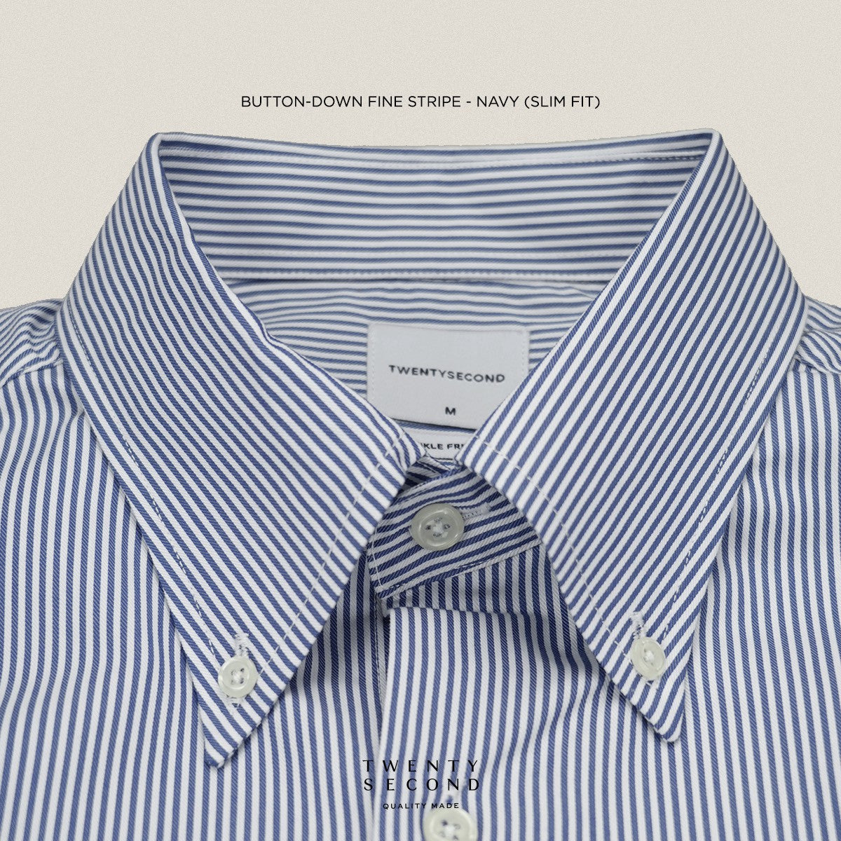 WRINKLE FREE BTD SHIRT - DARK BLUE STRIPE (Slim Fit)