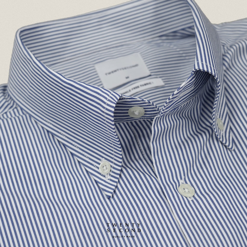 WRINKLE FREE BTD SHIRT - DARK BLUE STRIPE (Slim Fit)