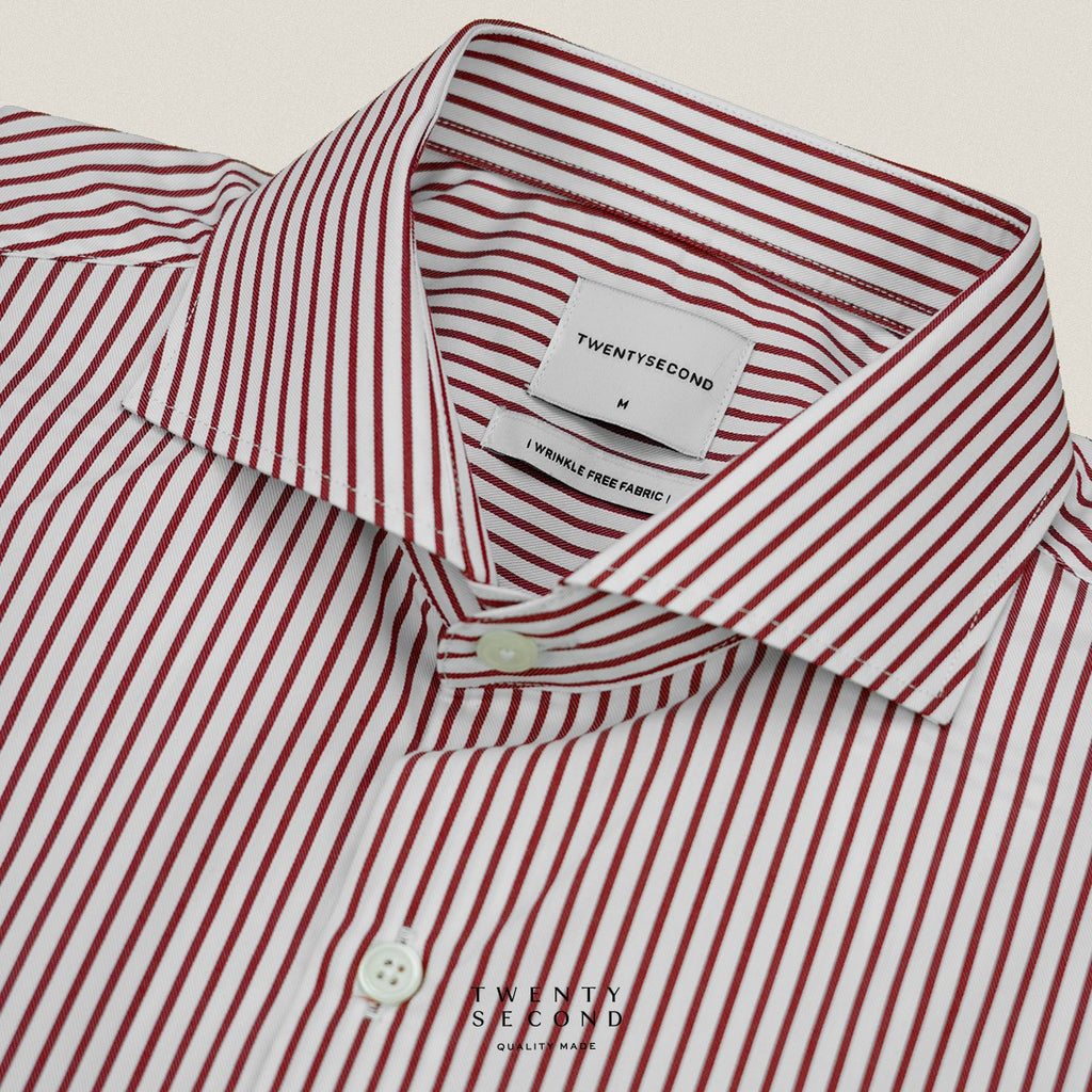 WRINKLE FREE SHIRT - STRIPE RED (Slim Fit)
