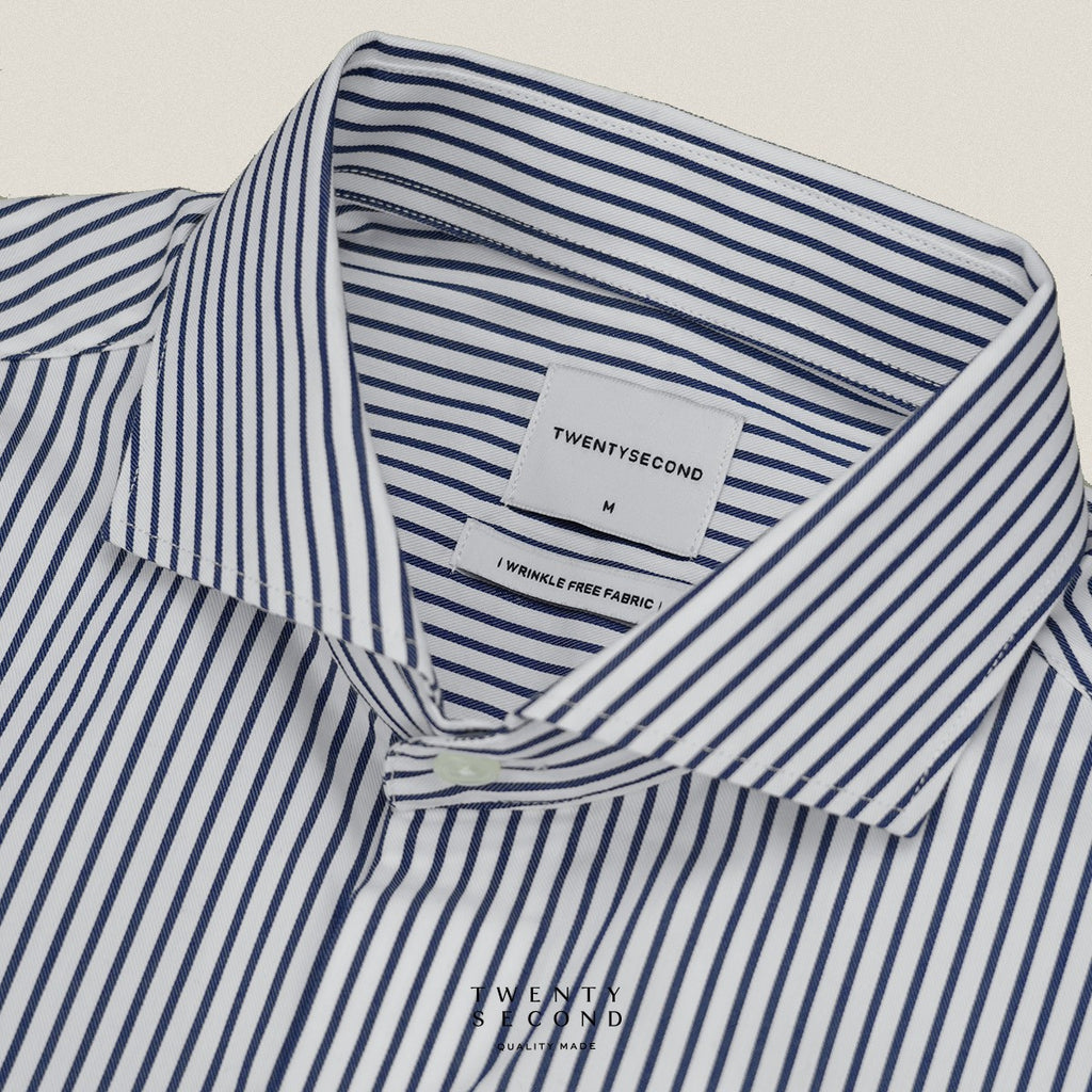 WRINKLE FREE SHIRT - STRIPE DARK BLUE (Slim Fit)