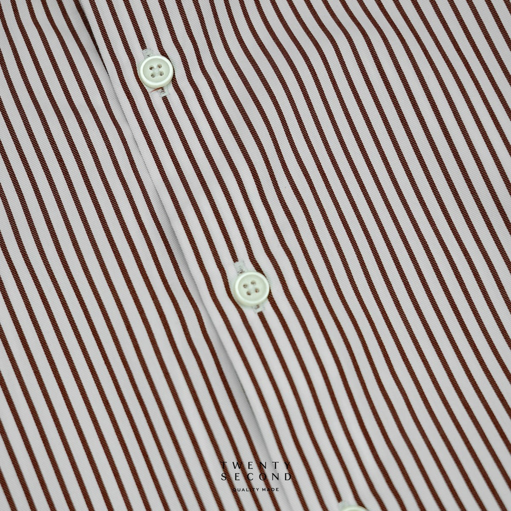 WRINKLE FREE  SHIRT - STRIPE BROWN (Slim Fit)