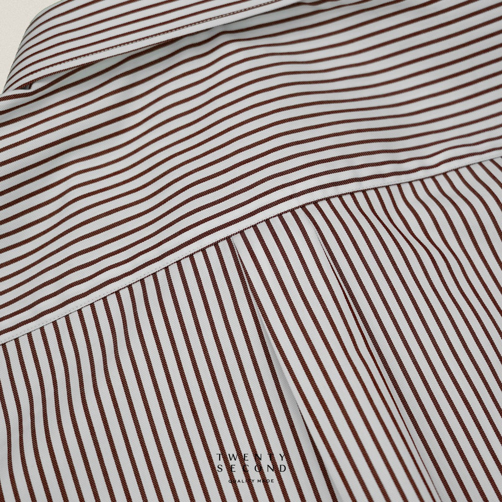 WRINKLE FREE  SHIRT - STRIPE BROWN (Slim Fit)