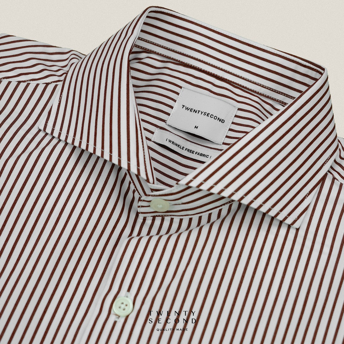 WRINKLE FREE  SHIRT - STRIPE BROWN (Slim Fit)