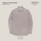 WRINKLE FREE  SHIRT - STRIPE BROWN (Slim Fit)