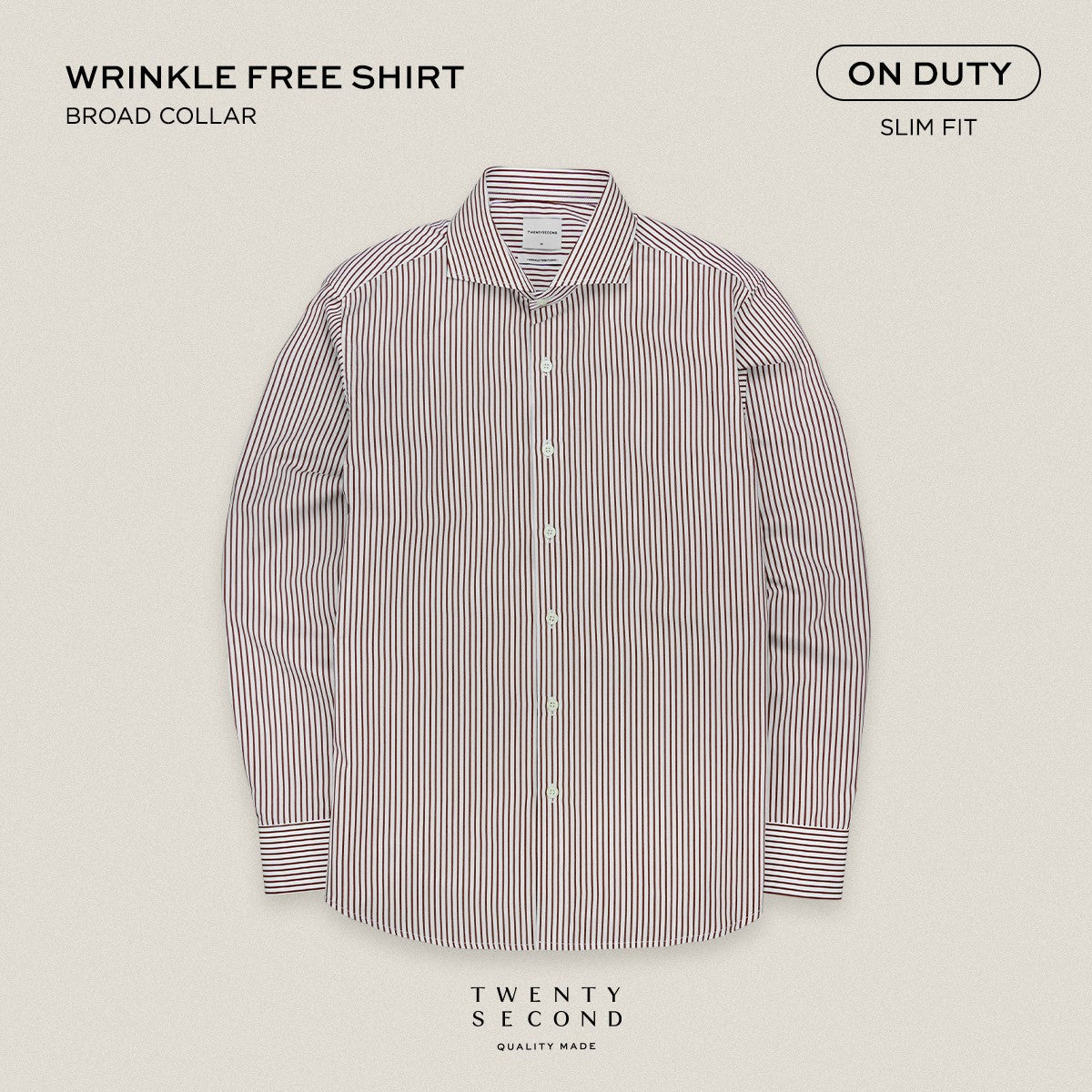 WRINKLE FREE  SHIRT - STRIPE BROWN (Slim Fit)