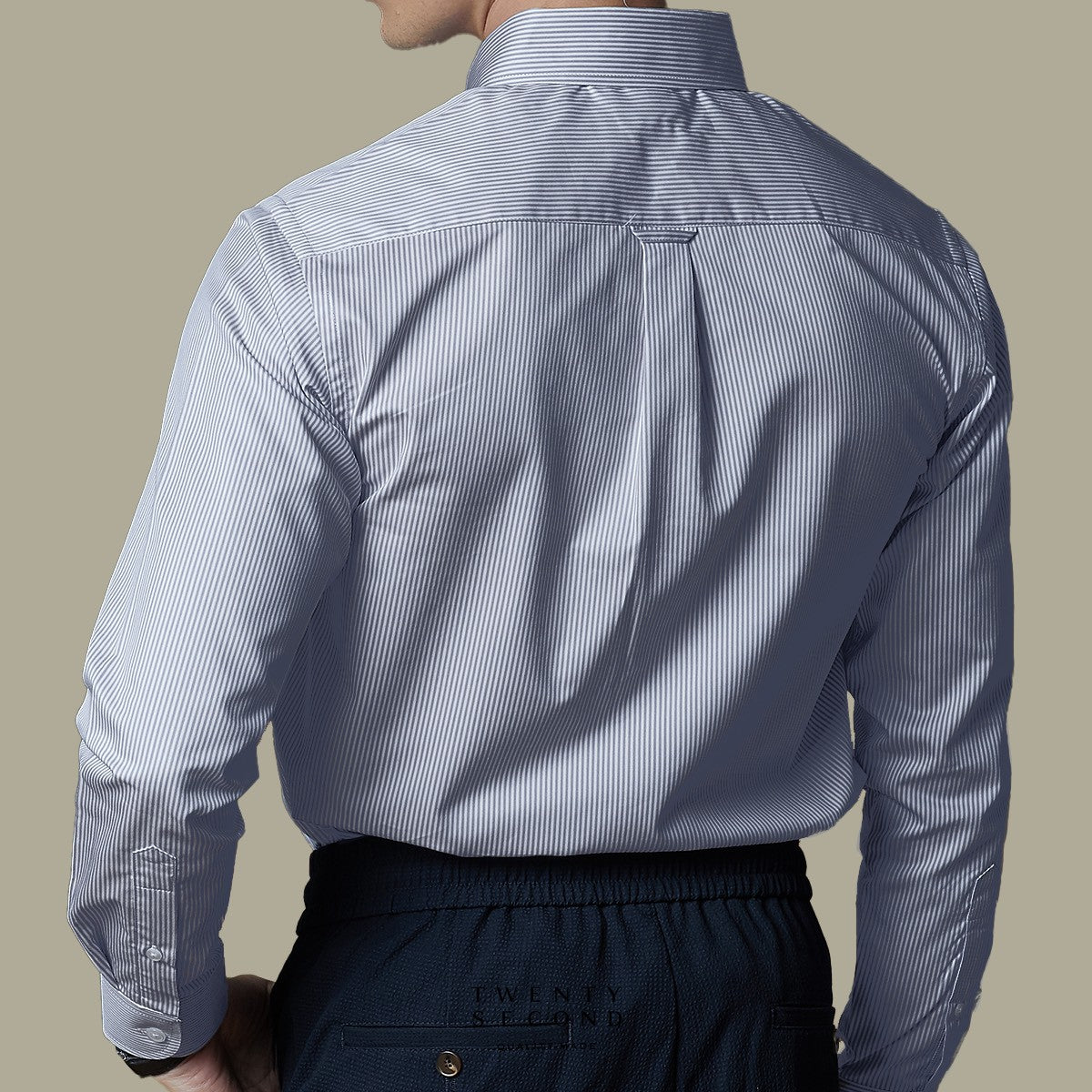 WRINKLE FREE BTD SHIRT - DARK BLUE STRIPE (Slim Fit)