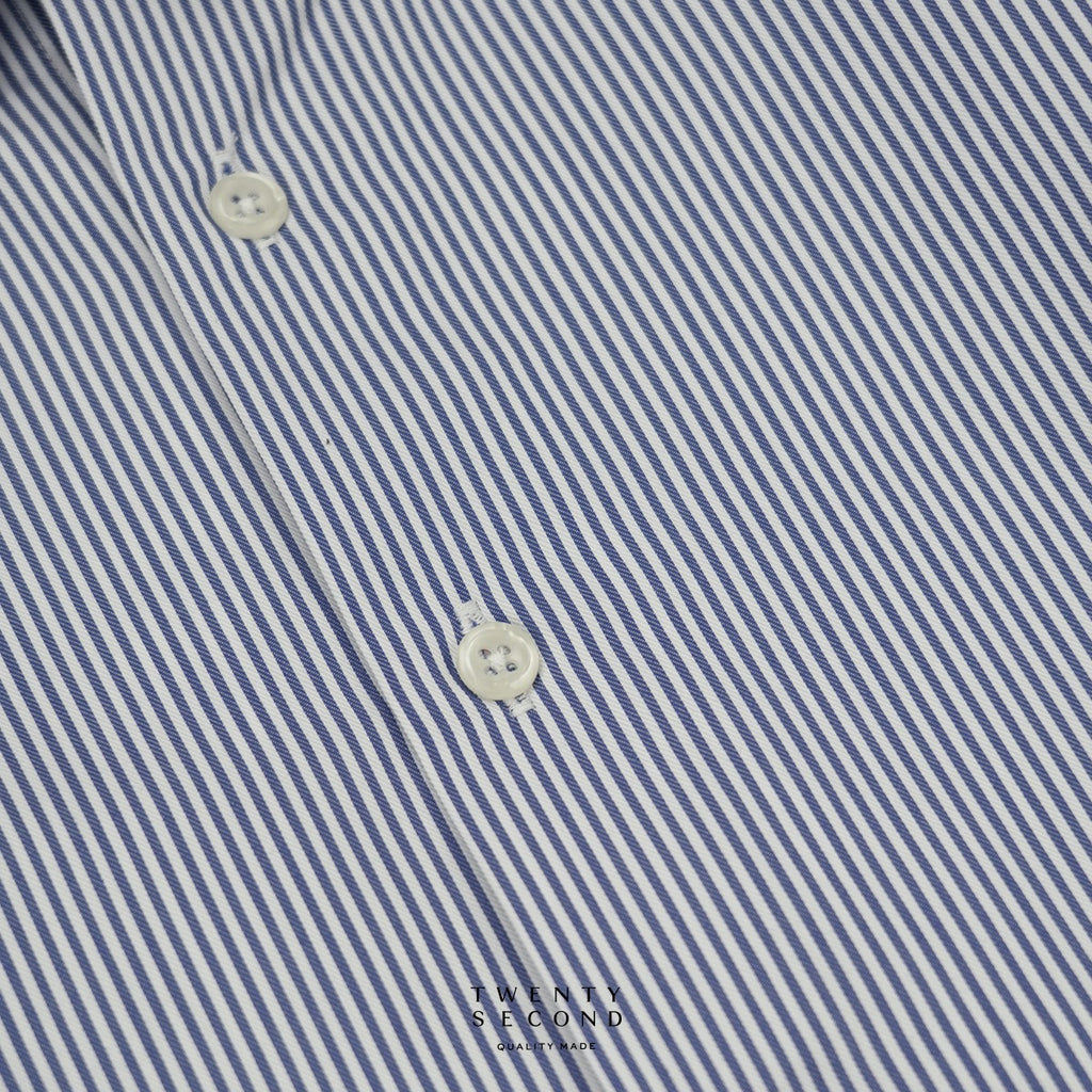 WRINKLE FREE BTD SHIRT - DARK BLUE STRIPE (Slim Fit)