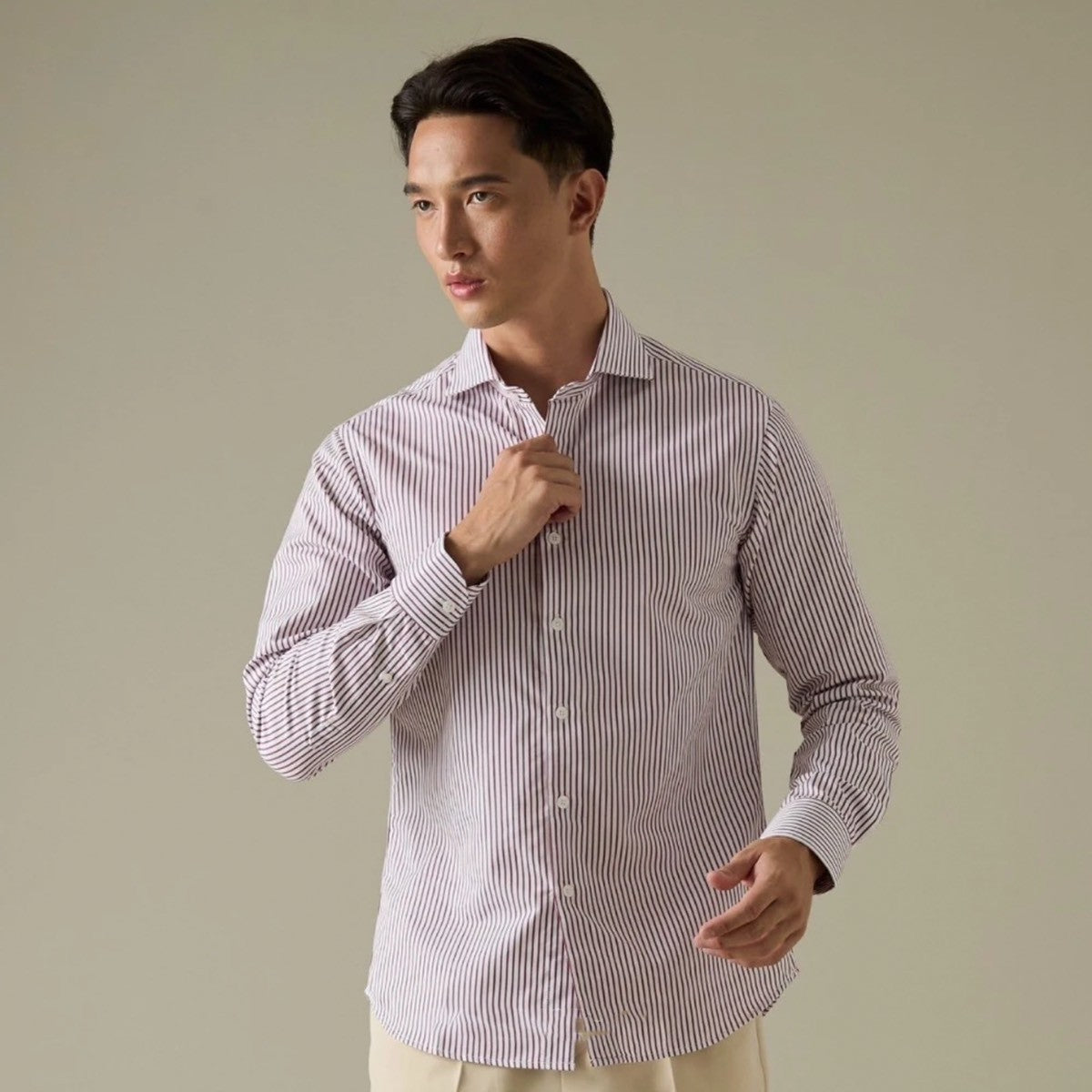 WRINKLE FREE SHIRT - STRIPE RED (Slim Fit)