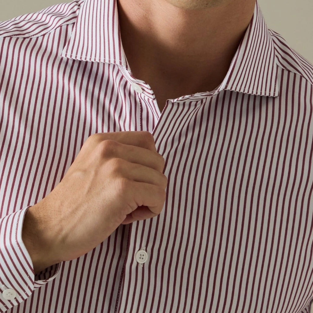 WRINKLE FREE SHIRT - STRIPE RED (Slim Fit)