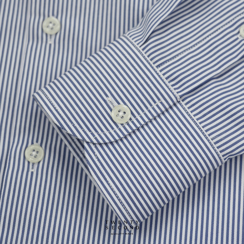 WRINKLE FREE BTD SHIRT - DARK BLUE STRIPE (Slim Fit)
