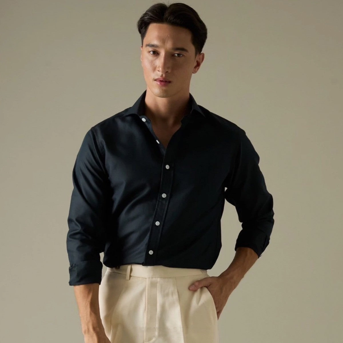 WRINKLE FREE SHIRT - BLACK (Slim Fit)