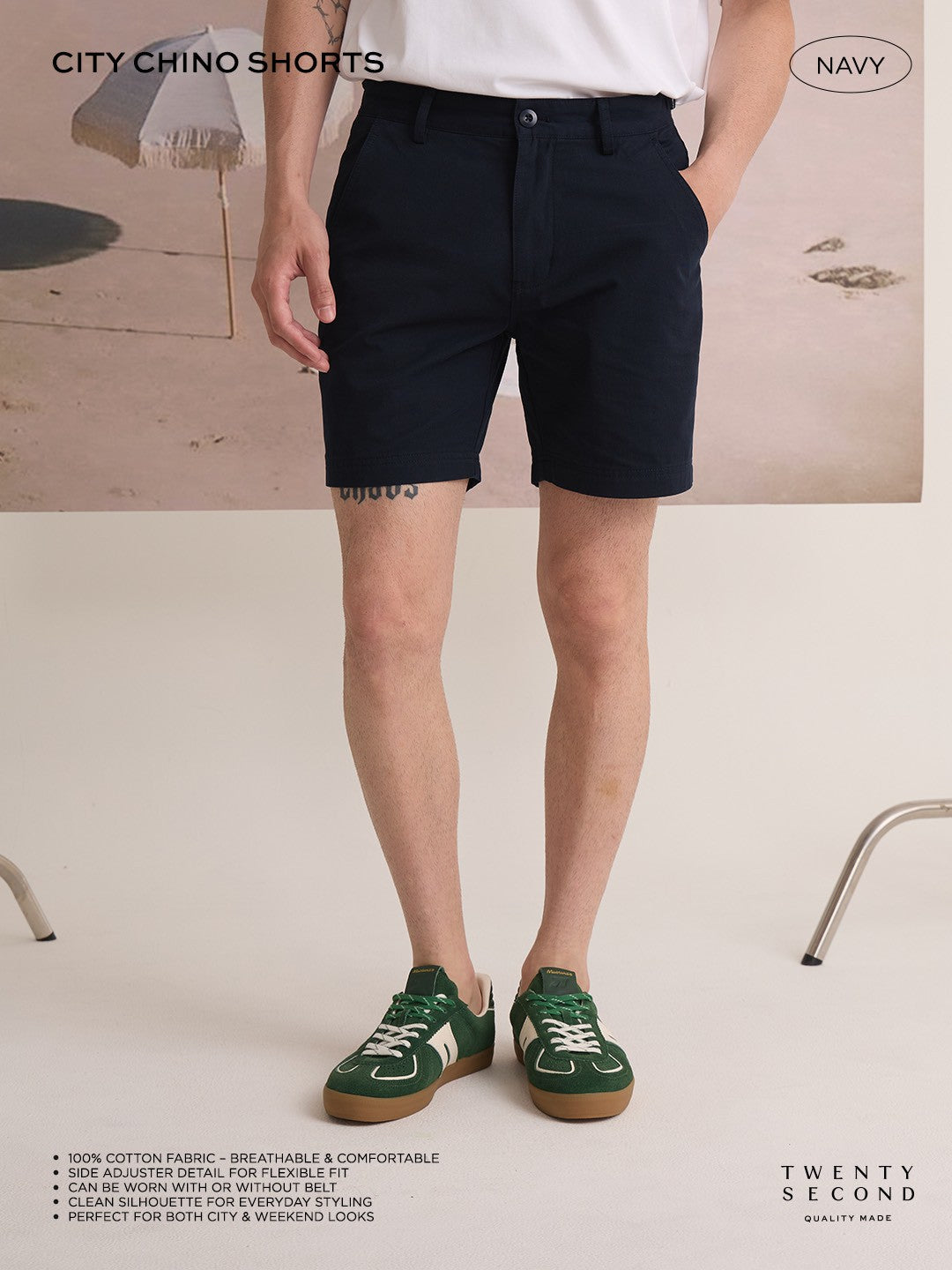 CITY CHINO SHORTS - NAVY