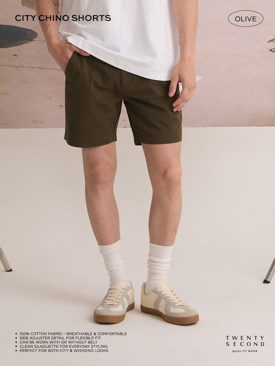 CITY CHINO SHORTS - OLIVE
