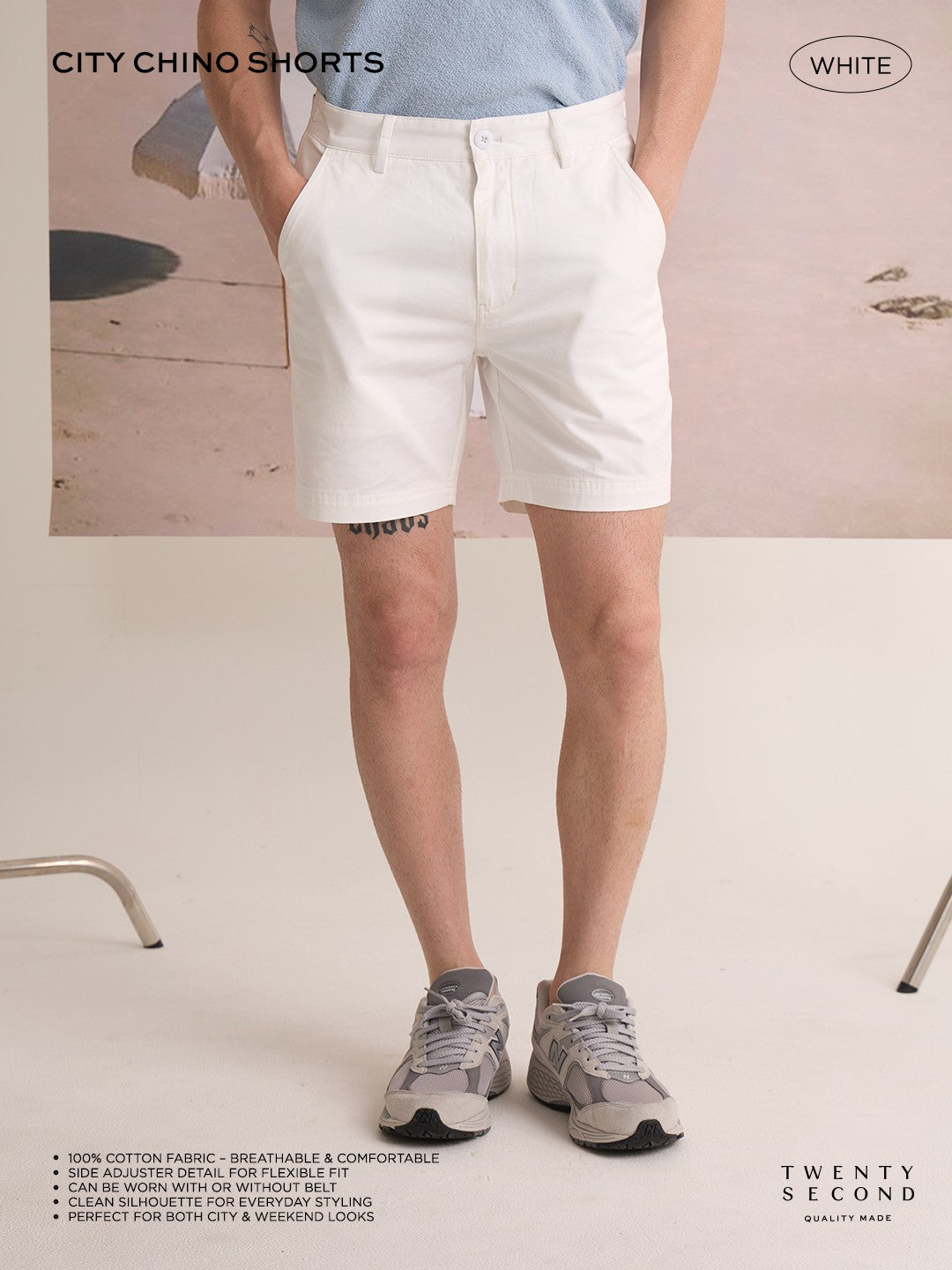 CITY CHINO SHORTS - WHITE