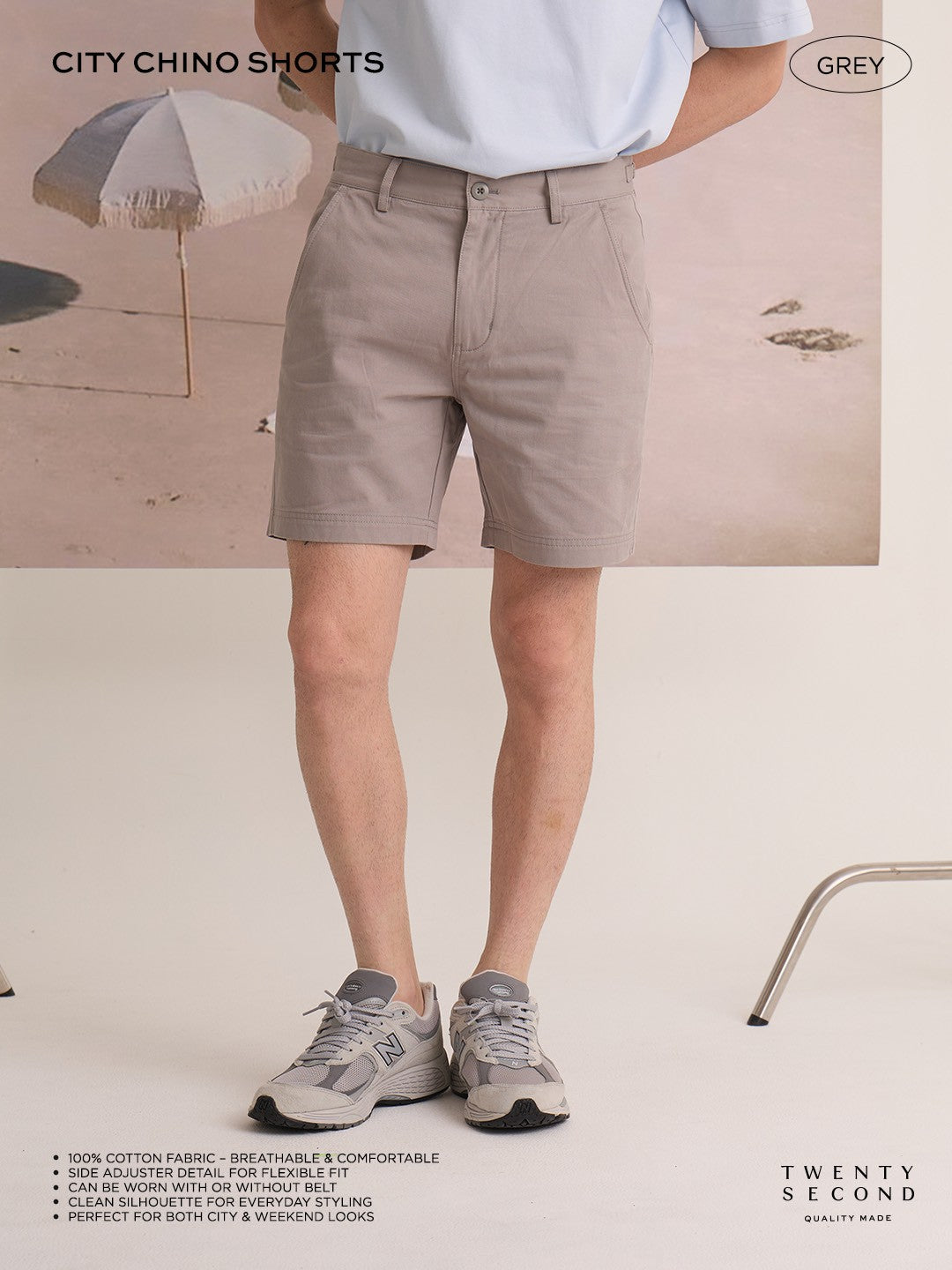 CITY CHINO SHORTS - GREY