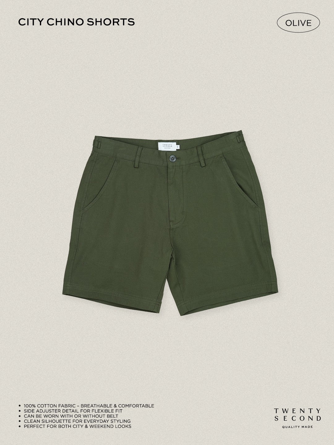 CITY CHINO SHORTS - OLIVE